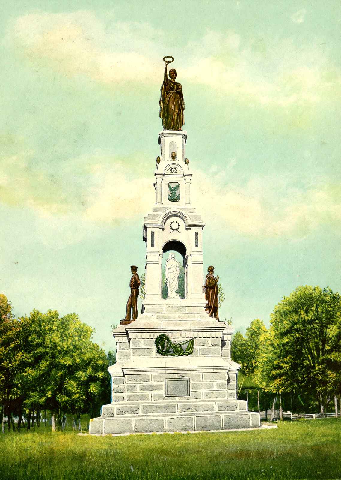 Soldiers and Sailors Monument Seaside Park Bridgeport in 1907 Vintage Print