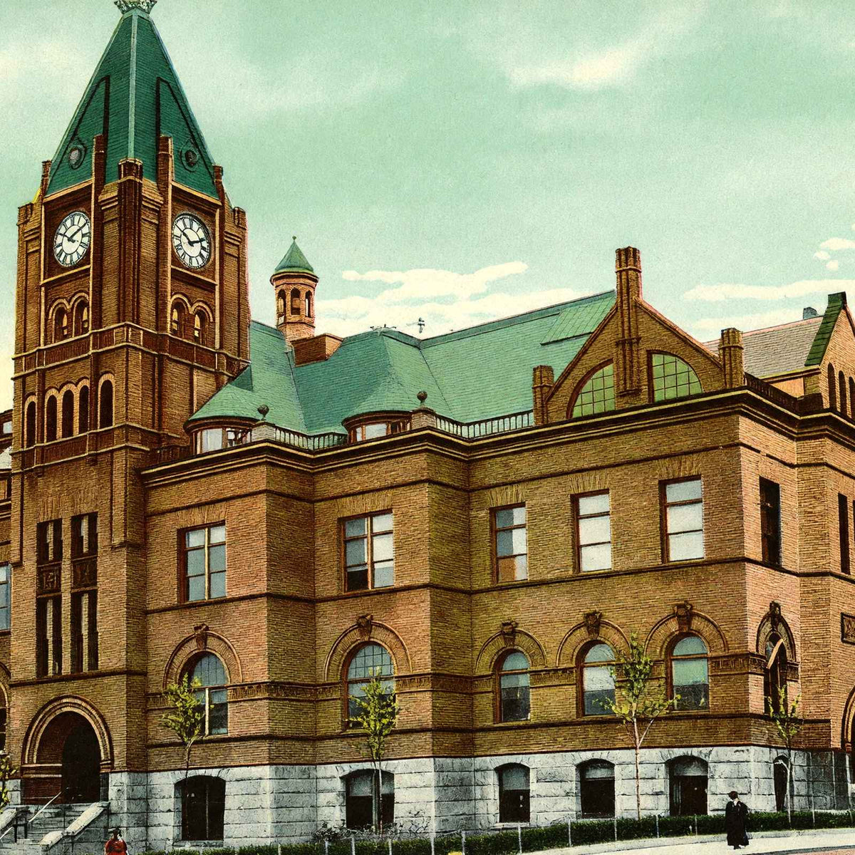 City Hall, Brockton, Massachusetts in 1907 Vintage Print (7 Sizes) - Restored