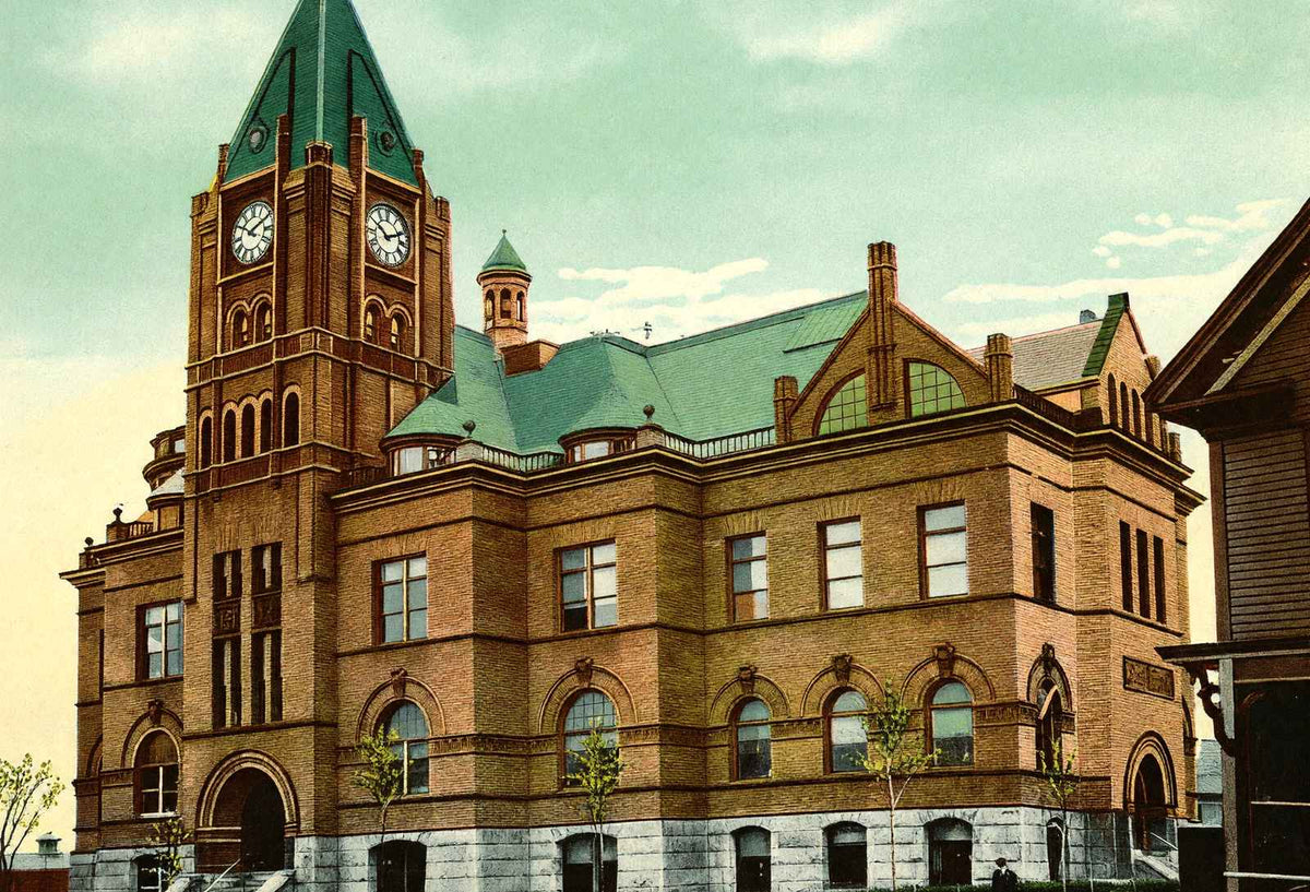 City Hall, Brockton, Massachusetts in 1907 Vintage Print (7 Sizes) - Restored