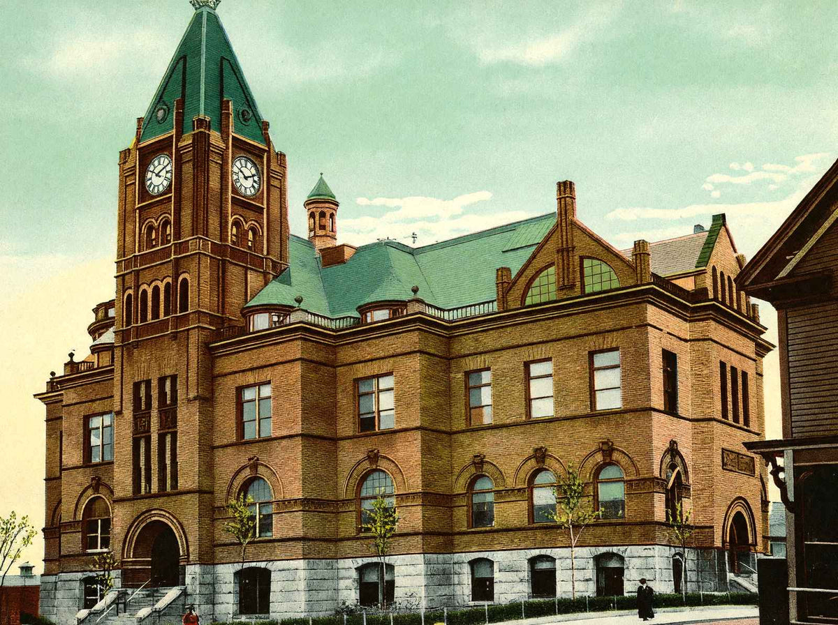 City Hall, Brockton, Massachusetts in 1907 Vintage Print (7 Sizes) - Restored
