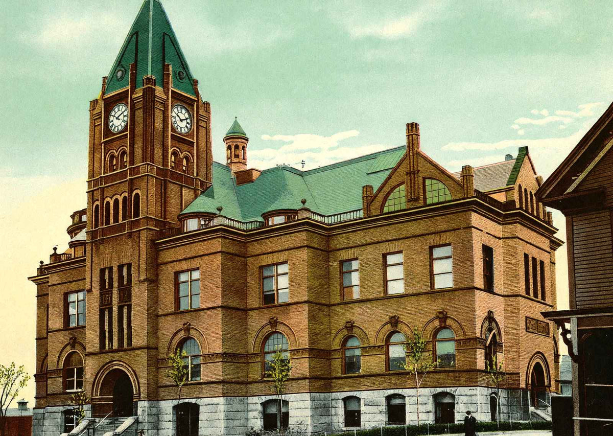 City Hall, Brockton, Massachusetts in 1907 Vintage Print (7 Sizes) - Restored