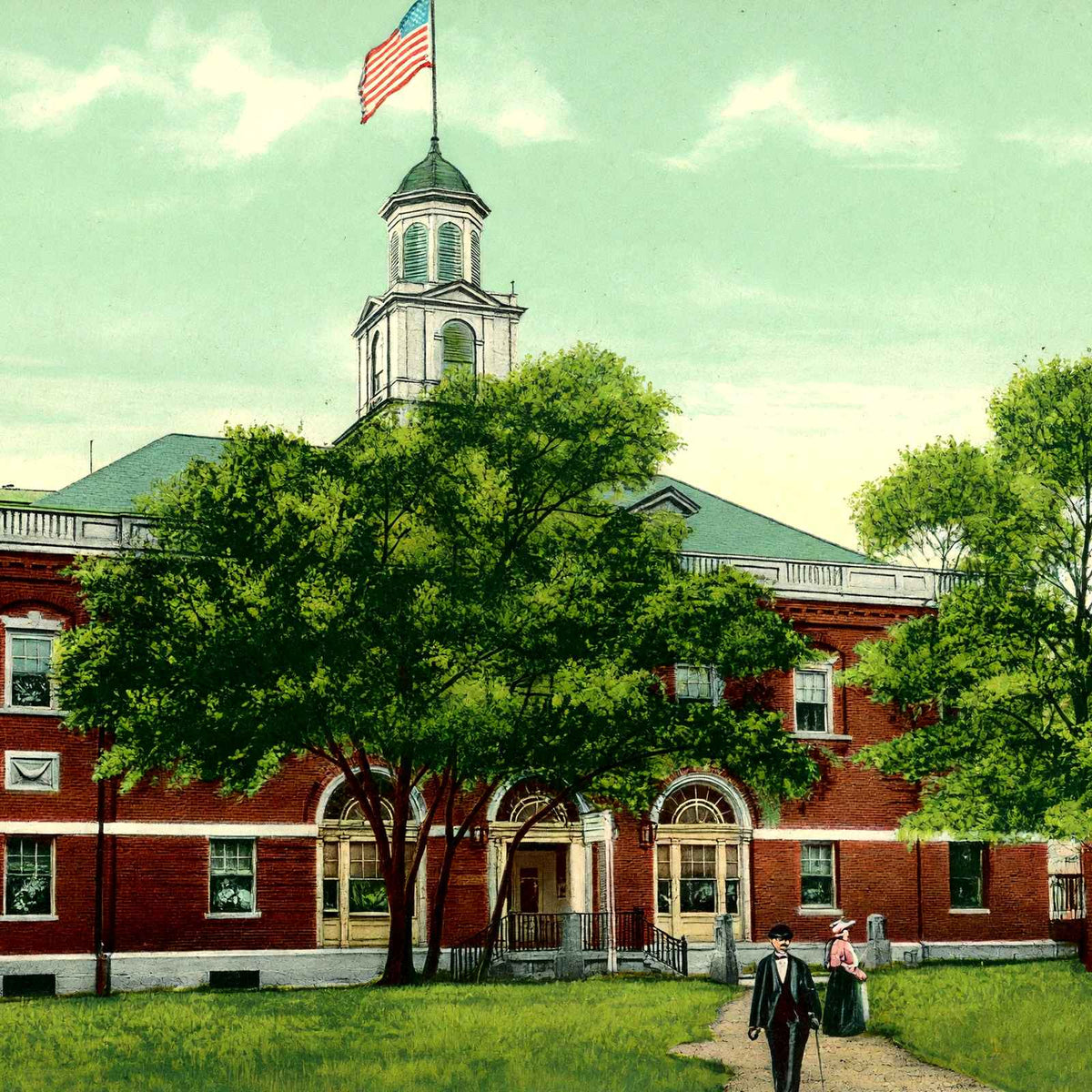 Post Office, Brockton, Massachusetts in 1907 Vintage Print (7 Sizes)