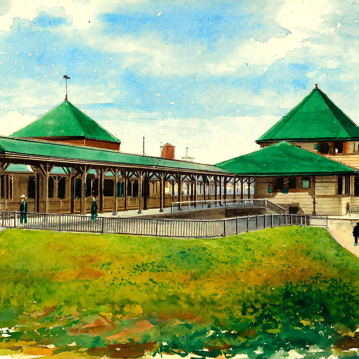 Ny NH & H Rr Station, Brockton, Massachusetts in 1907 Painting Print (7 Sizes)