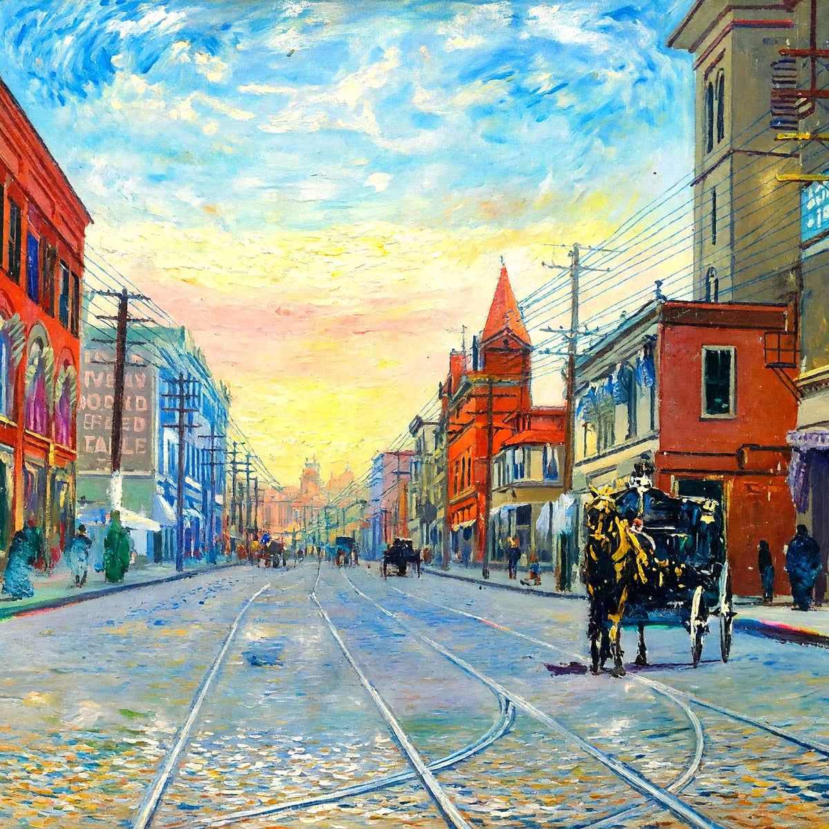 Main Street, Brockton, Massachusetts in 1907 Painting Print (7 Sizes)