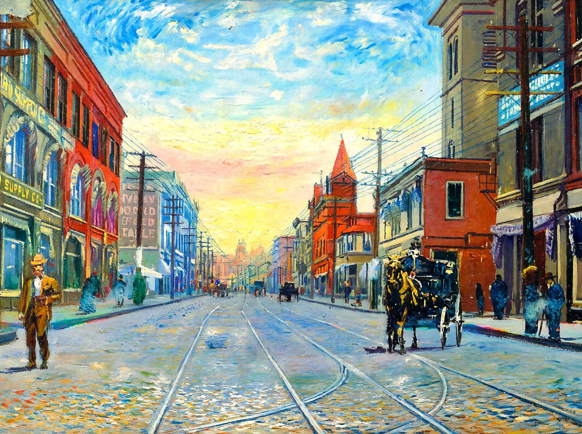 Main Street, Brockton, Massachusetts in 1907 Painting Print (7 Sizes)