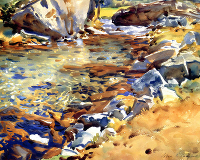 Brook Among Rocks 1907 Painting by John Singer Sargent 8x10" Art Print