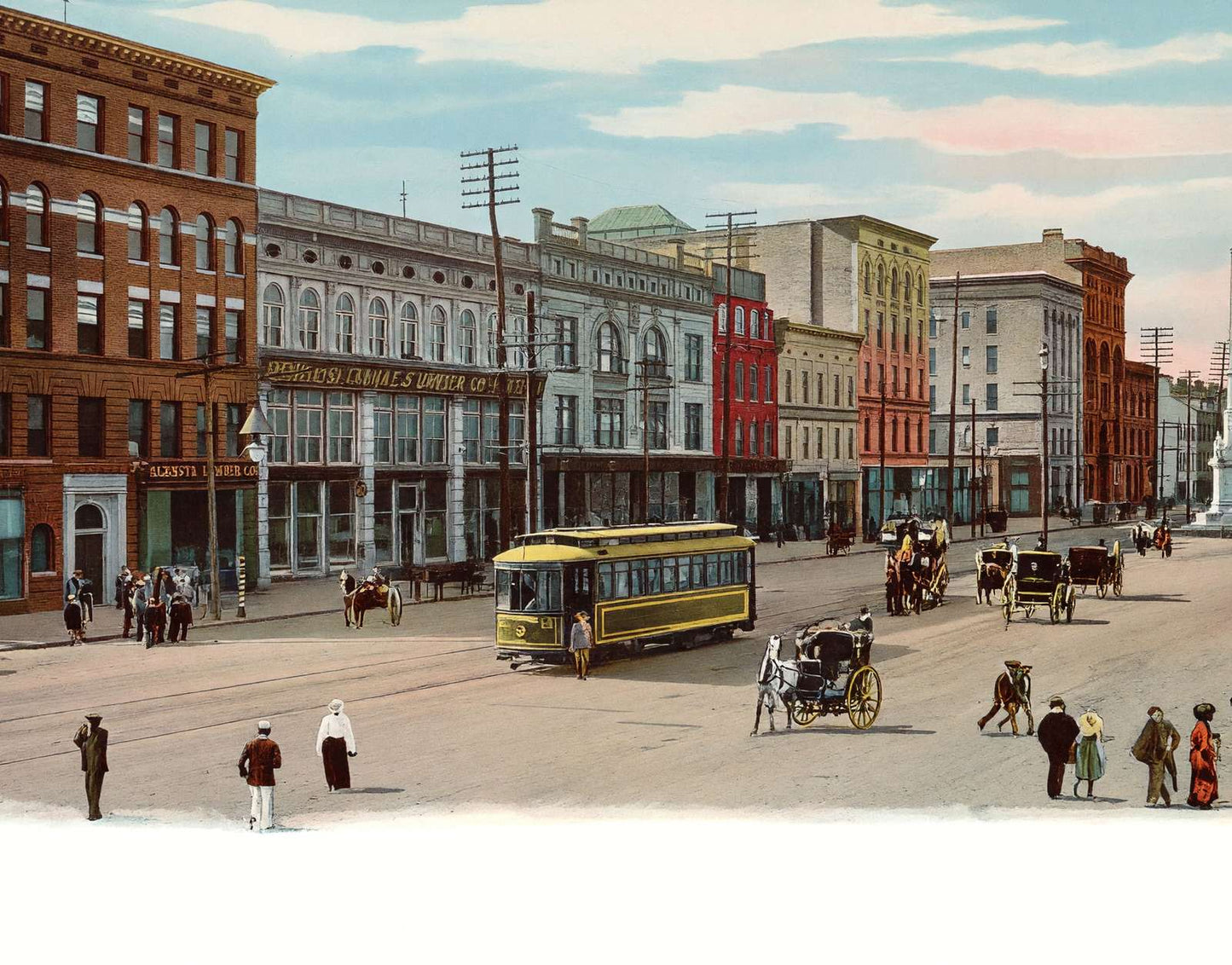 Broad Street Augusta GA in 1905 Vintage Print (7 Sizes) - Restored