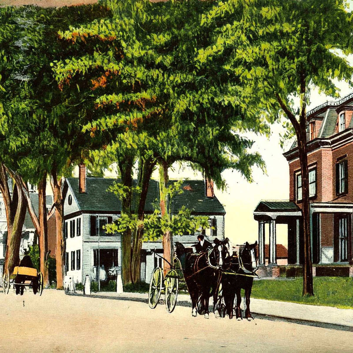 Broadway Norwich CT in 1908 Vintage Print (7 Sizes) - Retouched