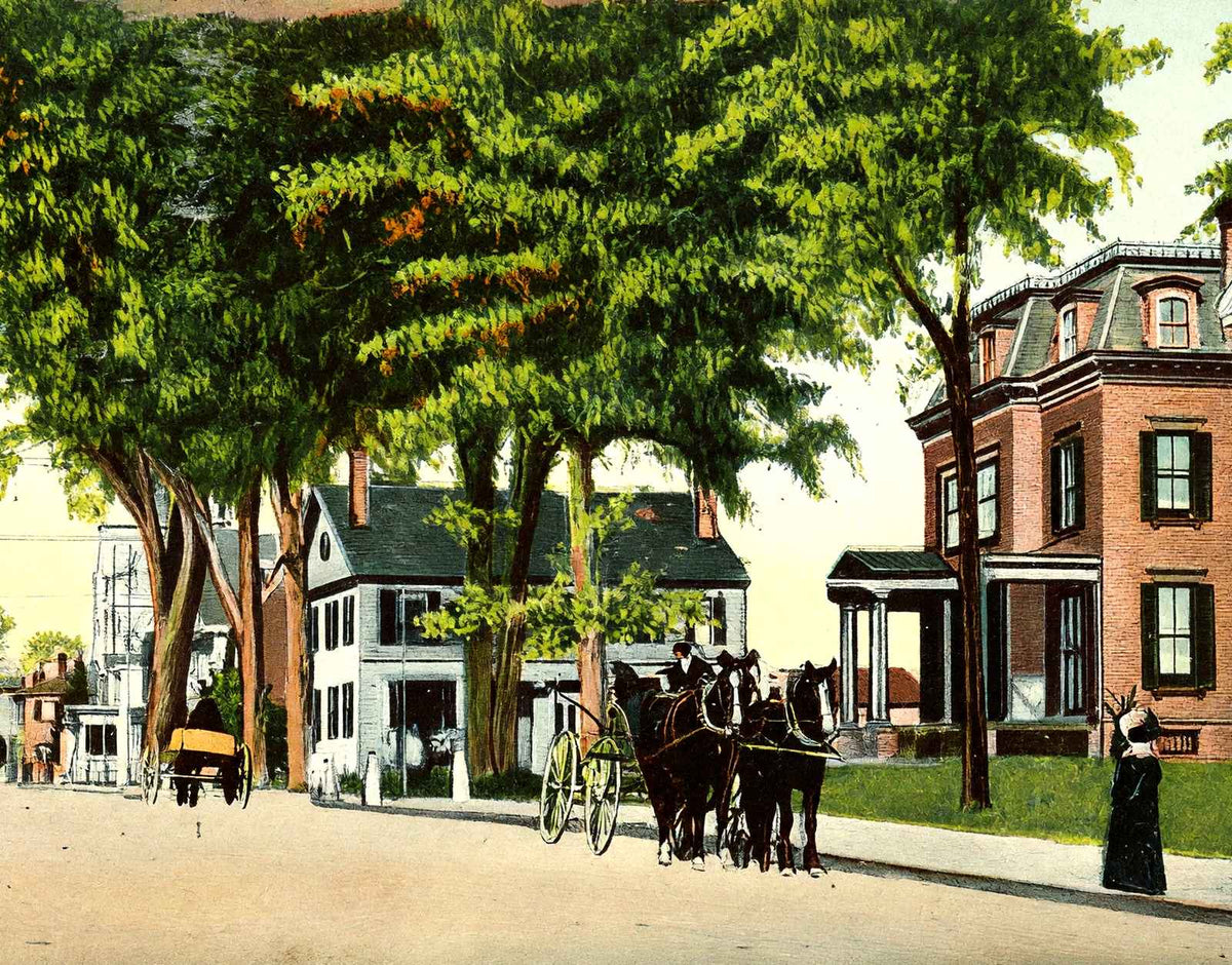 Broadway Norwich CT in 1908 Vintage Print (7 Sizes) - Retouched