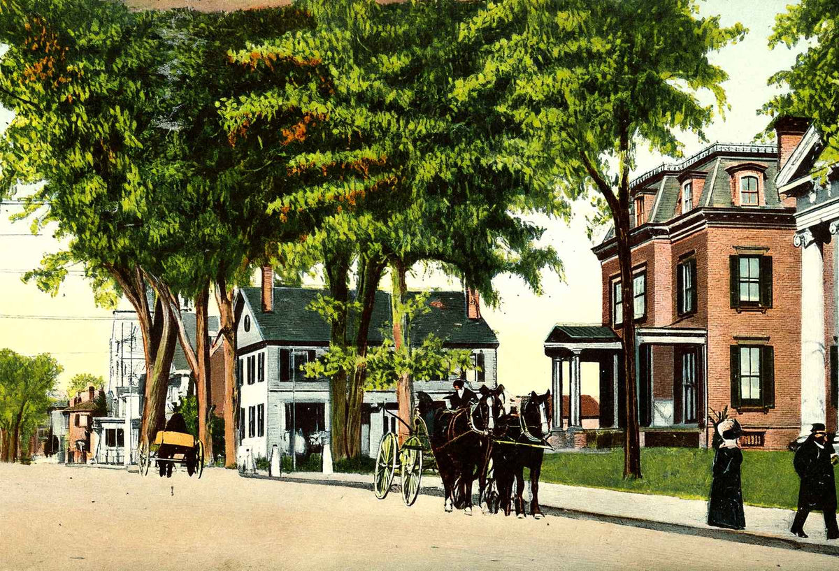 Broadway Norwich CT in 1908 Vintage Print (7 Sizes) - Retouched
