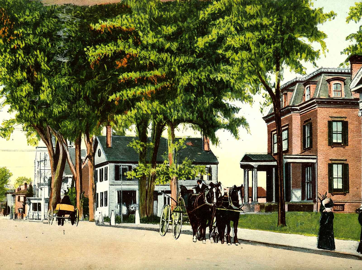 Broadway Norwich CT in 1908 Vintage Print (7 Sizes) - Retouched