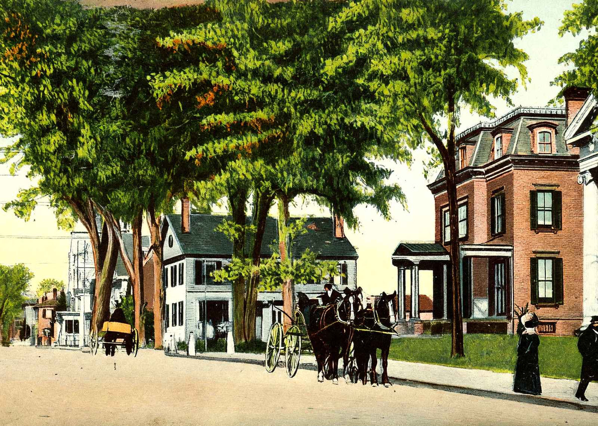 Broadway Norwich CT in 1908 Vintage Print (7 Sizes) - Retouched