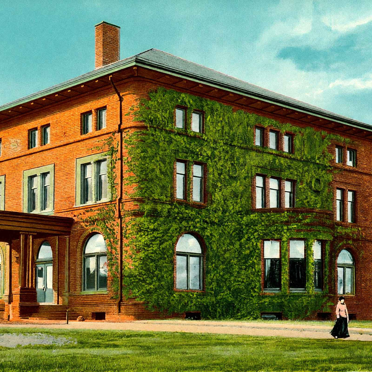 Bronson's Public Library Waterbury CT in 1907 Vintage Print (7 Sizes)