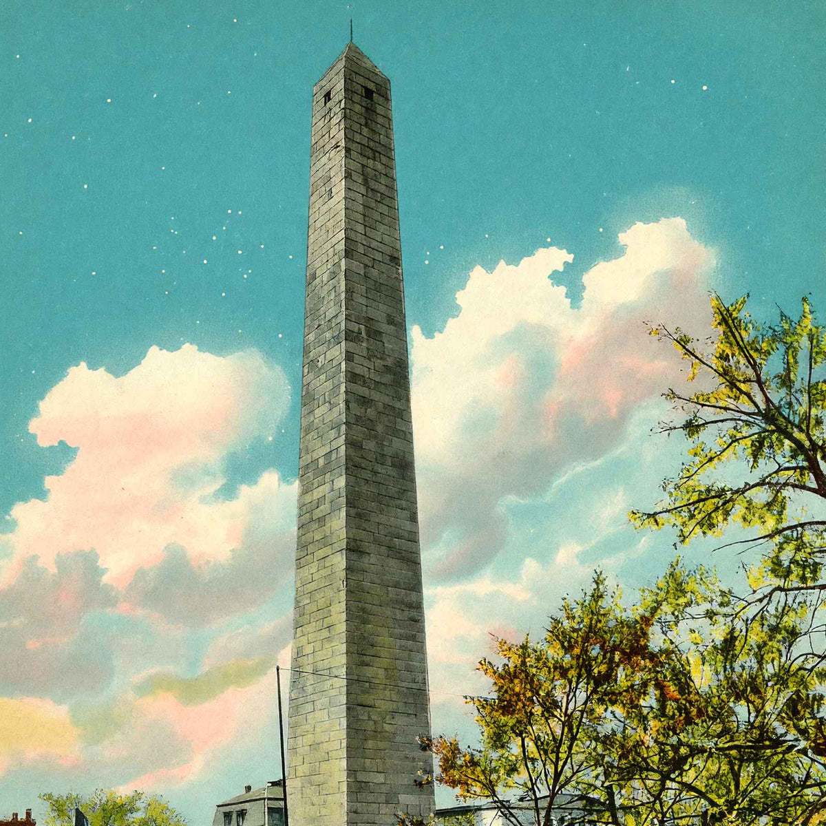 Bunker Hill Monument, Boston, Massachusetts in 1903 Vintage Print (7 Sizes)