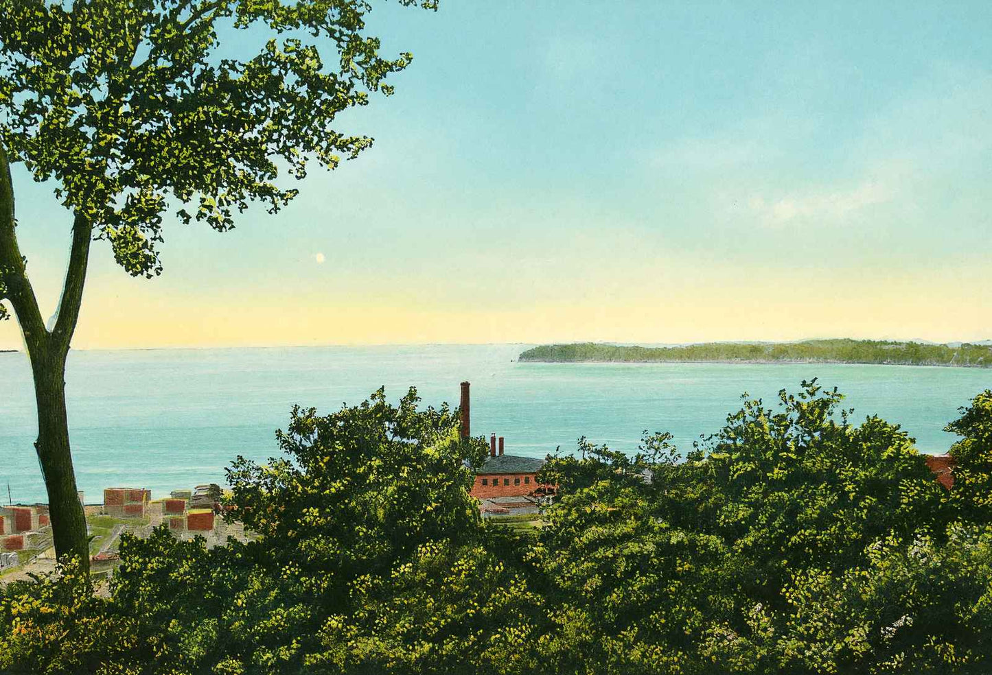 Lake Champlain from Battery Park Burlington in 1907 Vintage Print