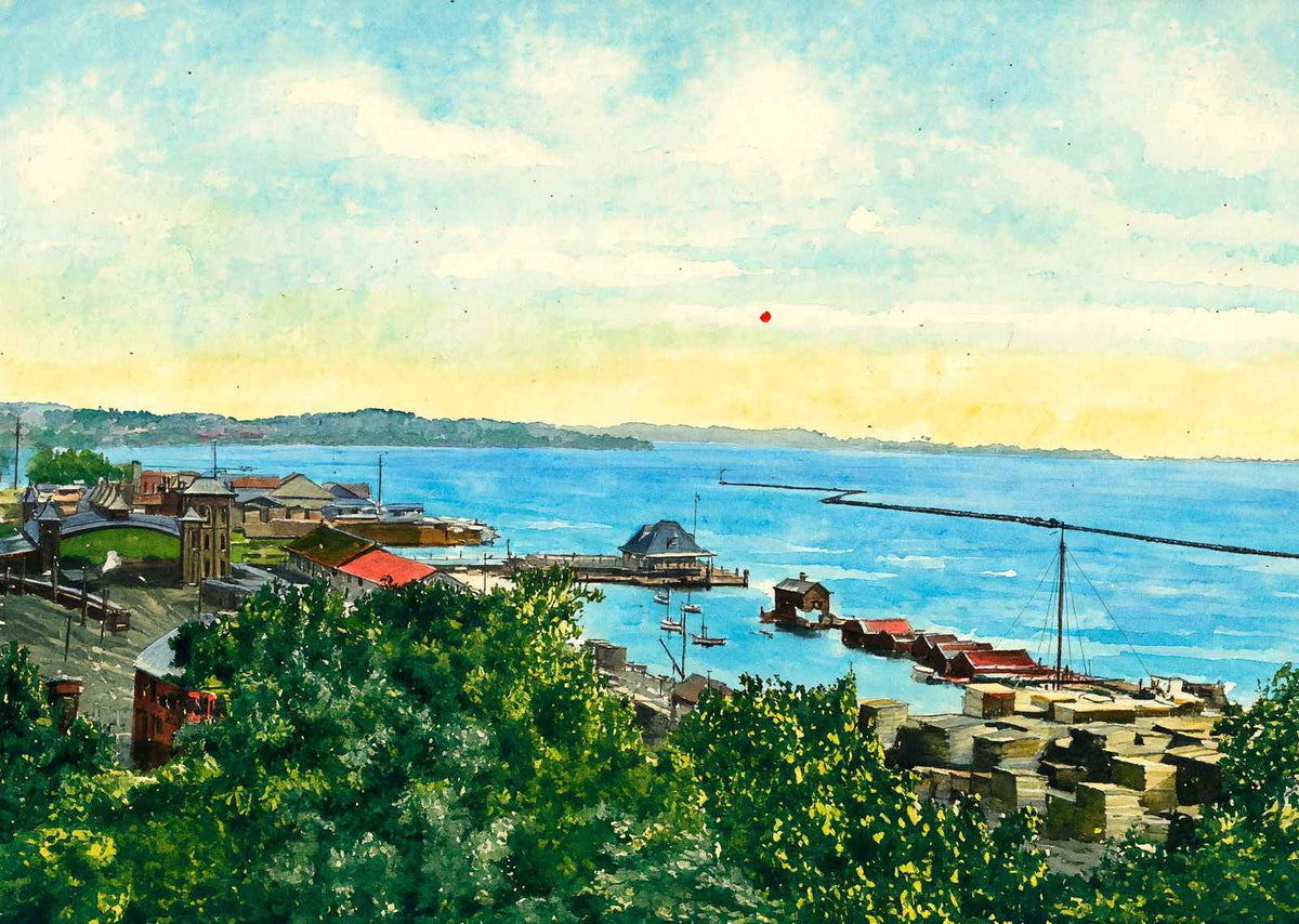 Harbor from Battery Park Burlington in 1907 Art Print (7 Sizes)