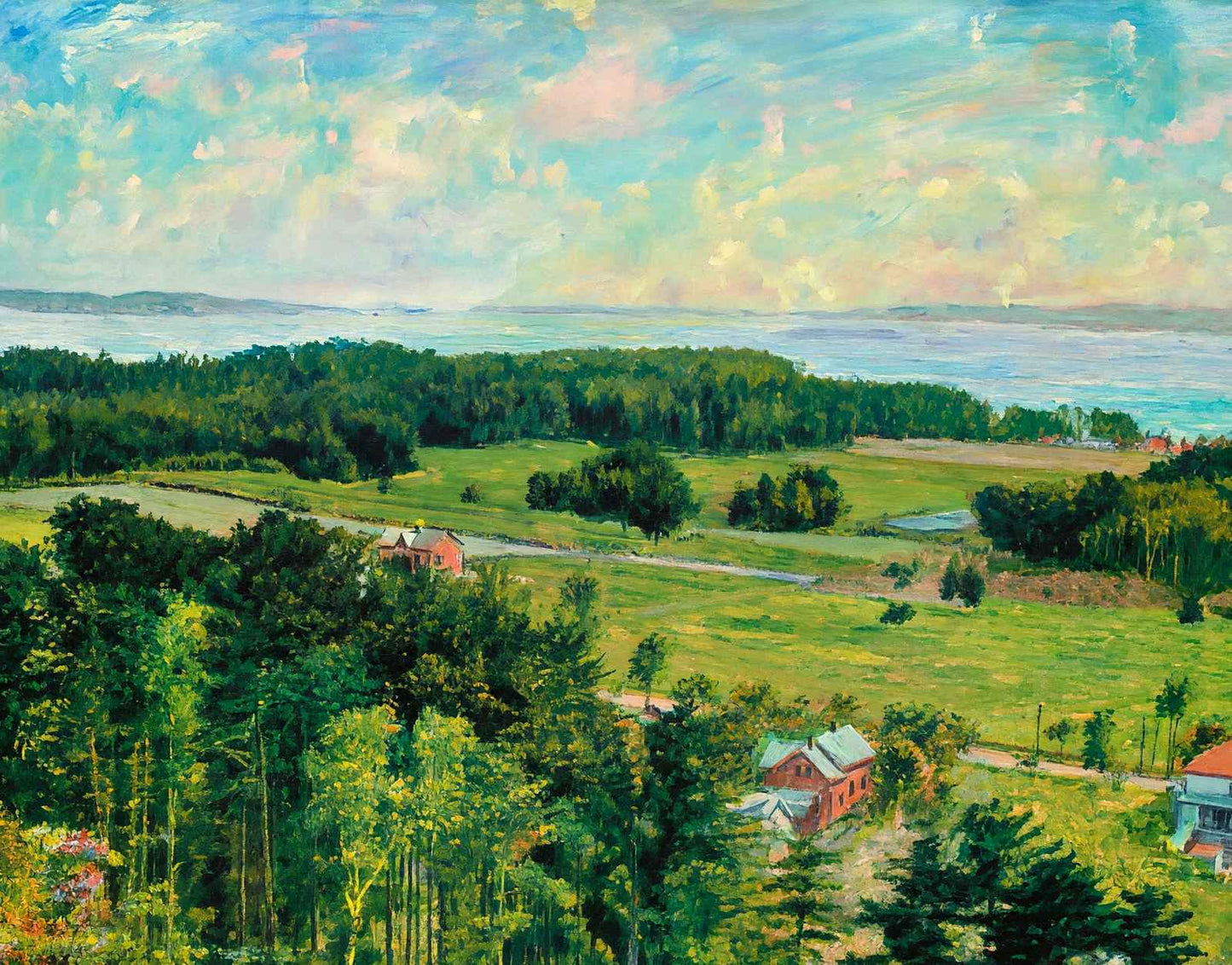 Looking West from Ethan Allen Tower Burlington VT in 1907 Painting Print