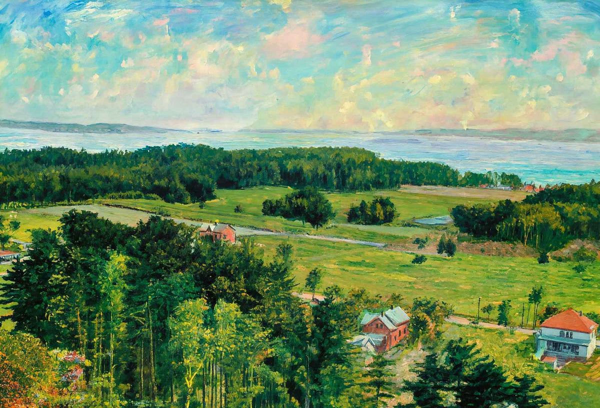 Looking West from Ethan Allen Tower Burlington VT in 1907 Painting Print