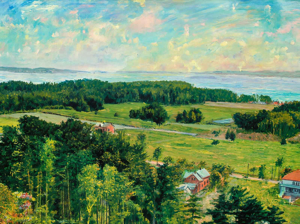 Looking West from Ethan Allen Tower Burlington VT in 1907 Painting Print