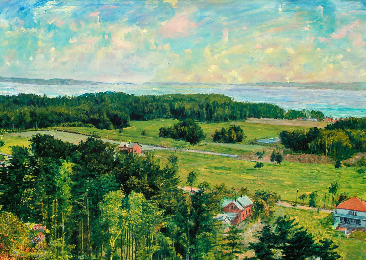 Looking West from Ethan Allen Tower Burlington VT in 1907 Painting Print