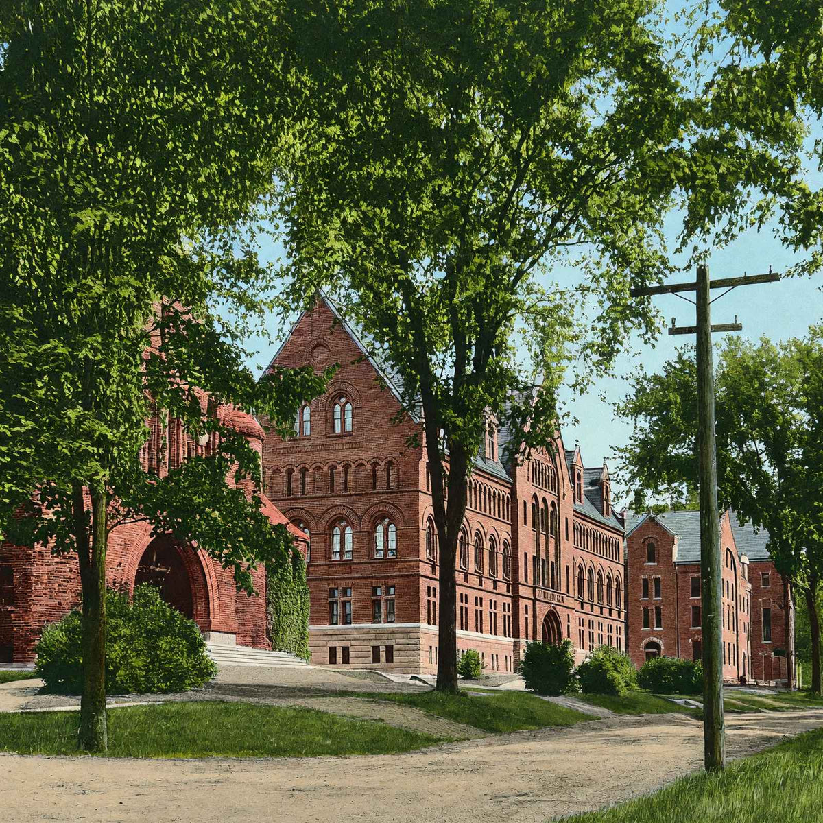 College Row University of Vermont Burlington VT in 1907 Vintage Print