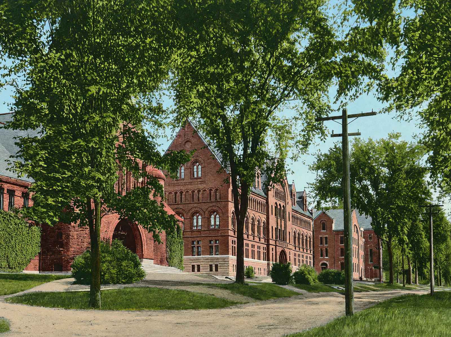 College Row University of Vermont Burlington VT in 1907 Vintage Print
