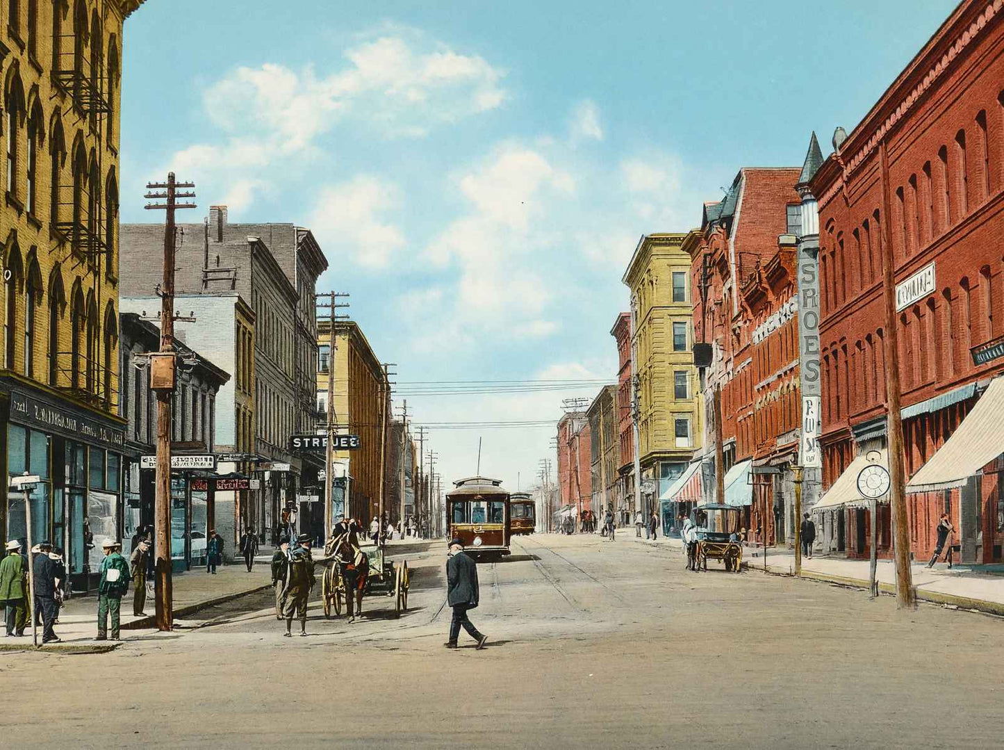 Jefferson Street Looking West Burlington Iowa in 1905 Vintage Print (7 Sizes)
