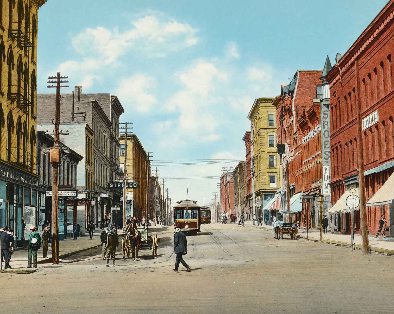 Jefferson Street Looking in 1905 vintage print