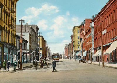 Jefferson Street Looking West Burlington Iowa in 1905 Vintage Print (7 Sizes)