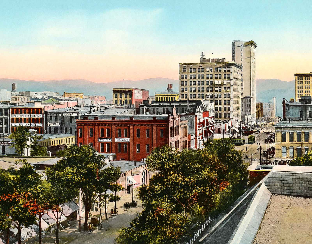 Business Section Birmingham Alabama in 1906 Vintage Print (7 Sizes) - Restored
