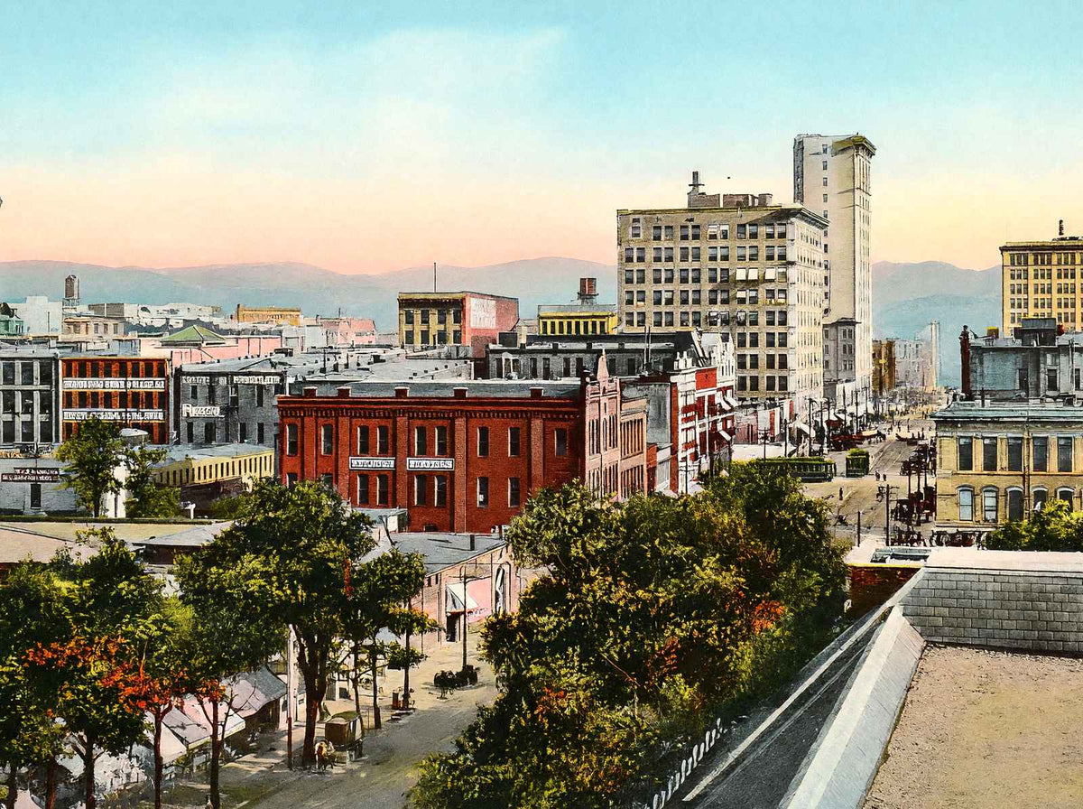 Business Section Birmingham Alabama in 1906 Vintage Print (7 Sizes) - Restored