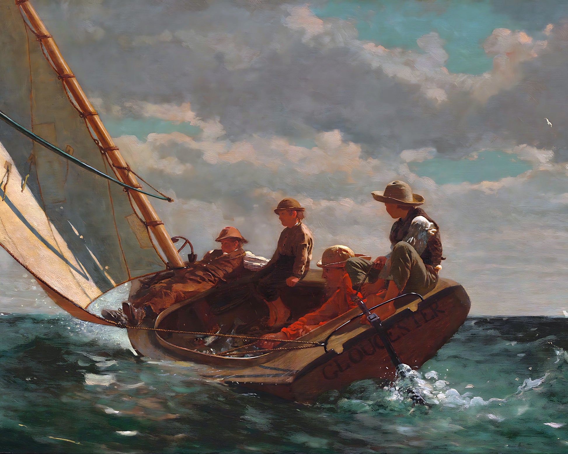 Breezing Up (A Fair Wind) by Winslow Homer 8x10" print - Boat with Boys