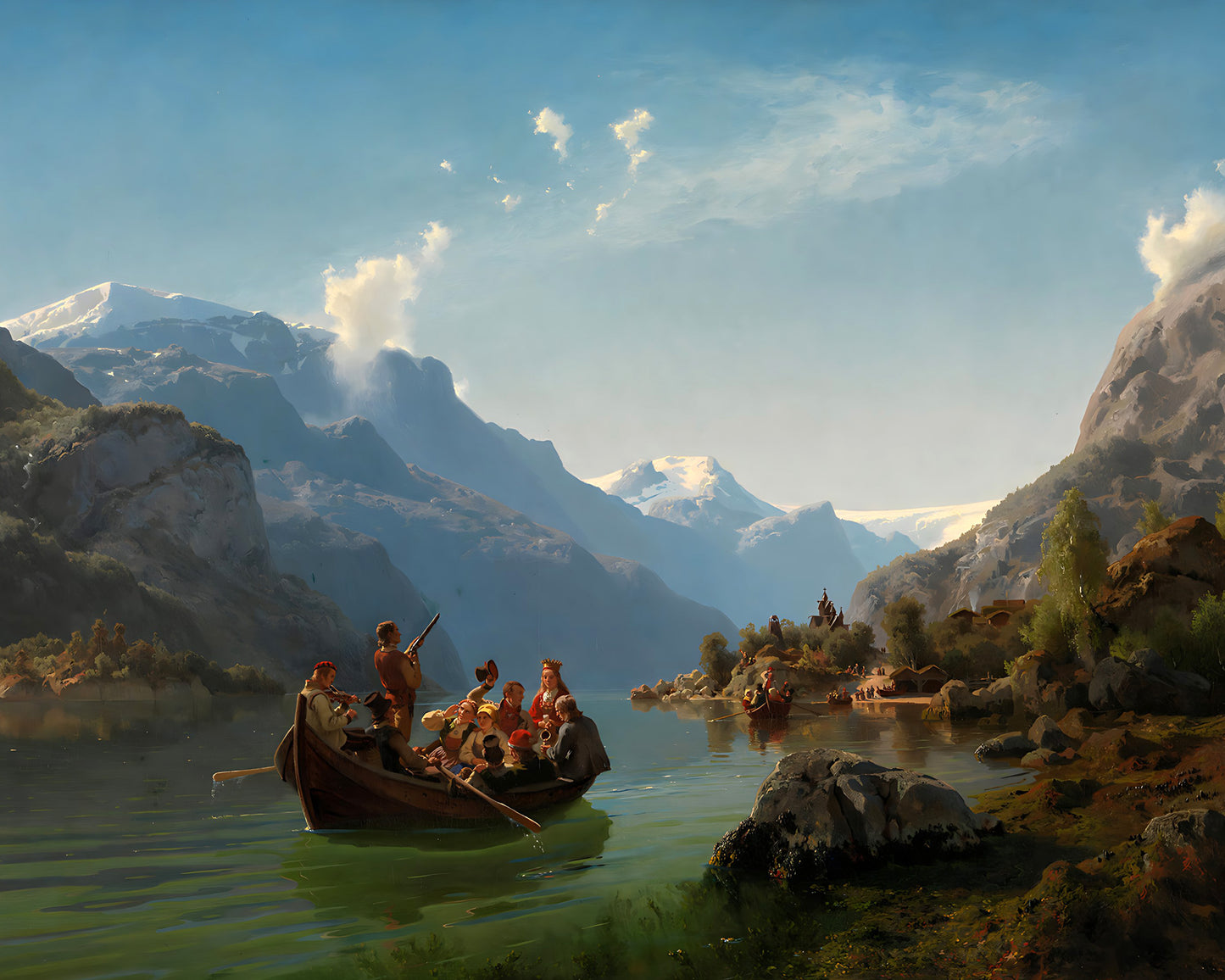 Bridal Procession on the Hardangerfjord Painting 8x10" Art Print