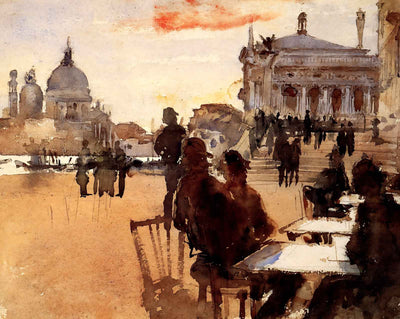 Cafe on the Riva Degli Schiavoni art print by John Singer Sargent (1882)