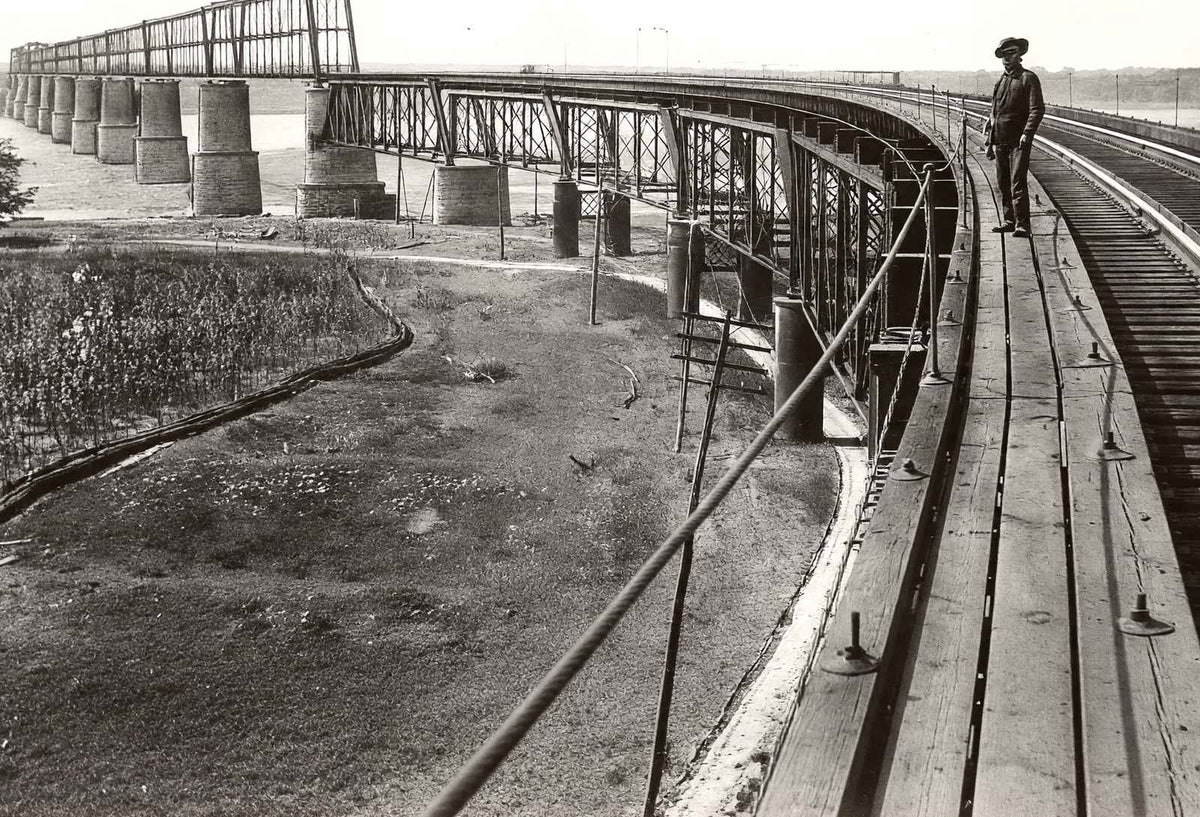 I.C.R.R. Bridge over Ohio River Cairo Illinois in 1905 Vintage Photo (7 Sizes)