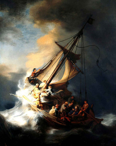 Calming the Storm art print by Rembrandt Bible Painting Jesus