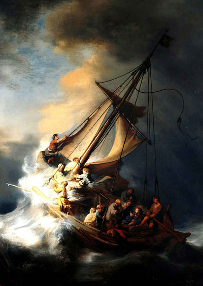 Calming the Storm by Rembrandt Bible Painting Jesus Art Print (6 Sizes)