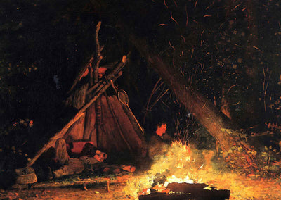 Camp Fire Fine Art Print 1880 Painting by Winslow Homer (6 Sizes) High Quality
