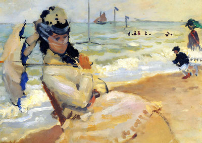Camille on the Beach at Trouville 1870 by Claude Monet Fine Art Print (6 Sizes)
