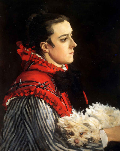 Camille with a Small Dog painting print by Claude Monet (1866)