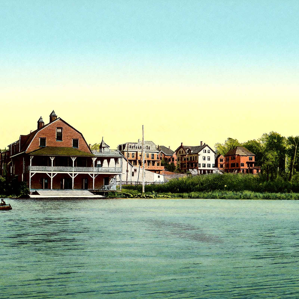 Canoe Club, Waltham, Massachusetts in 1907 Vintage Print (7 Sizes)