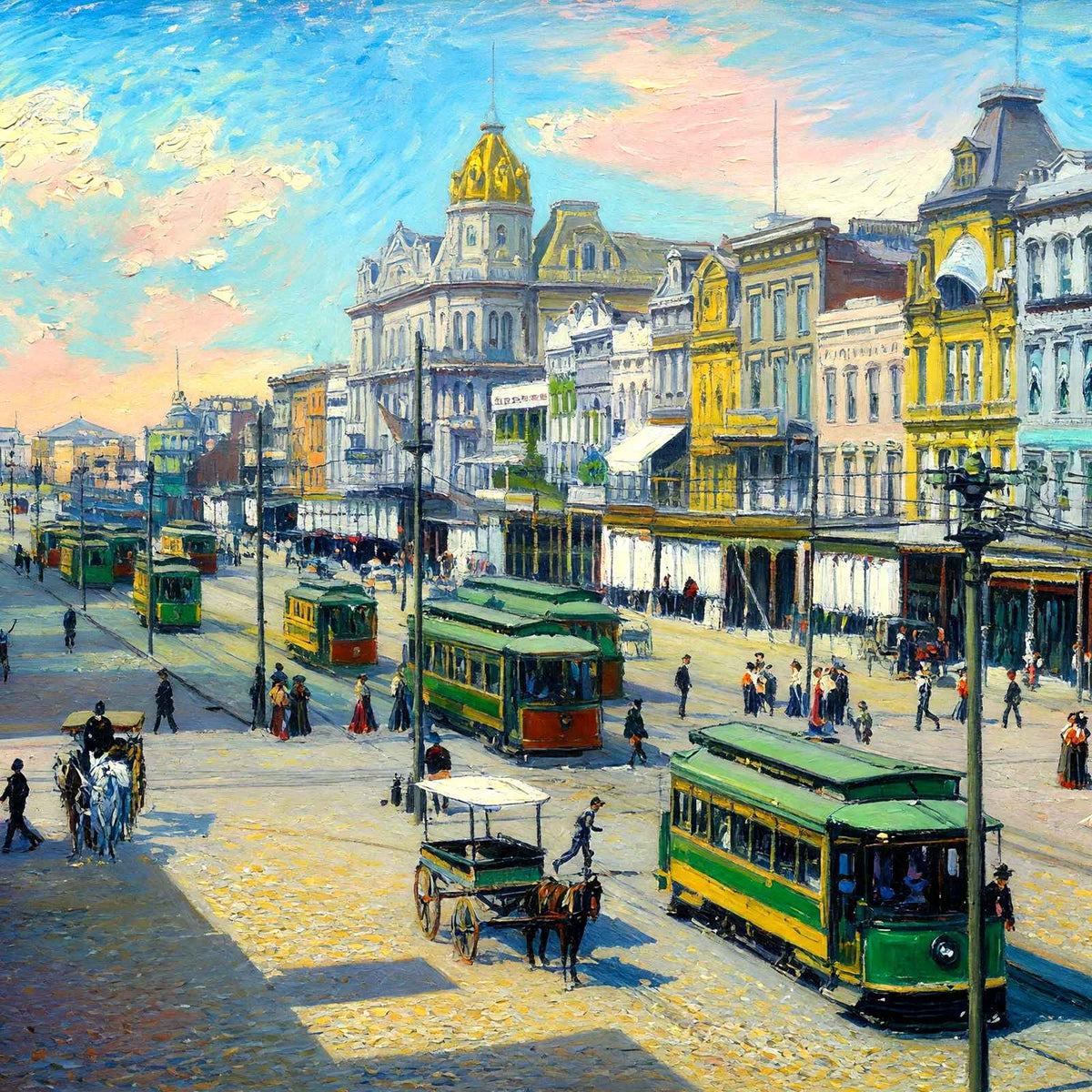 Canal Street New Orleans in 1905 Art Print (7 Sizes) - High Quality