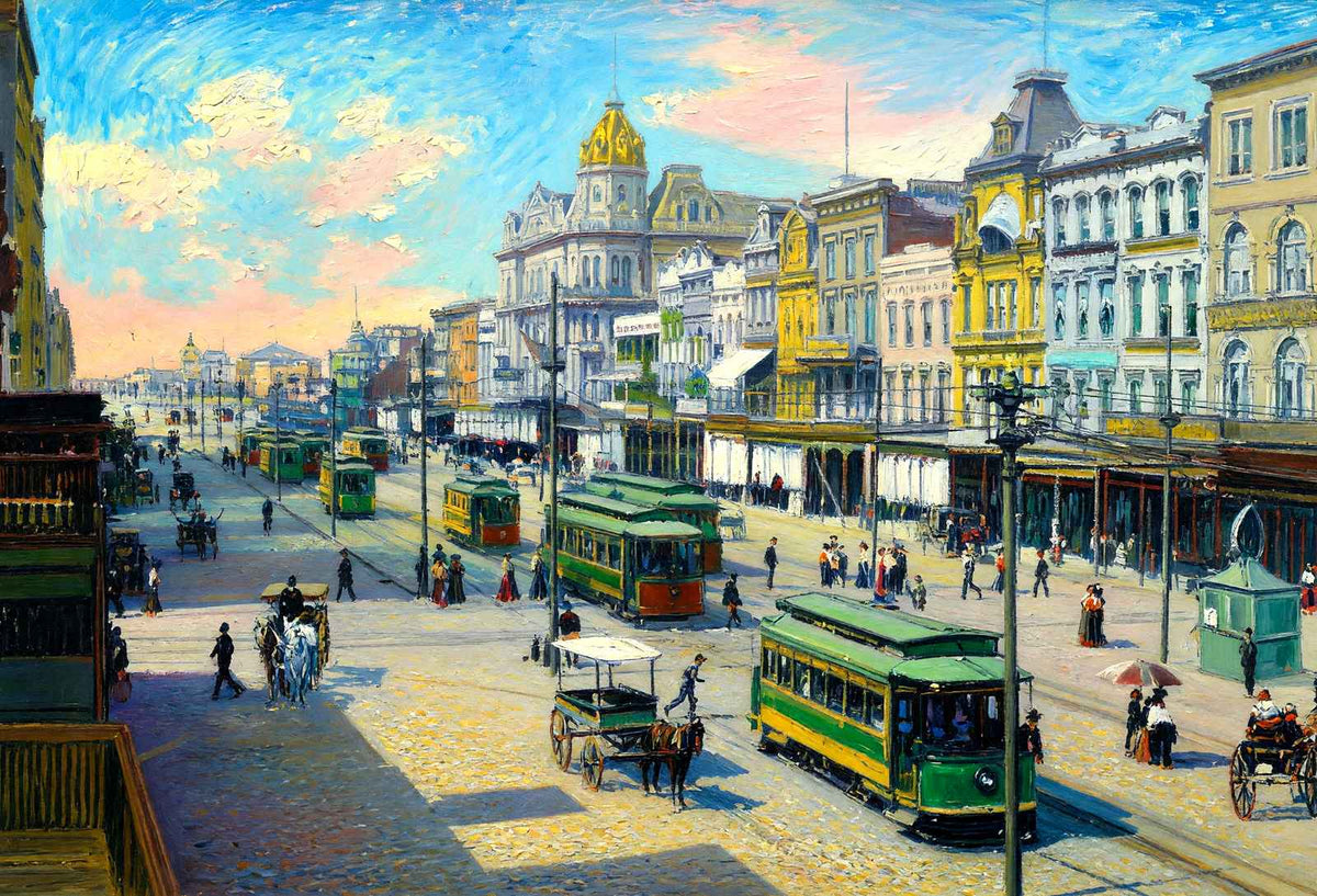 Canal Street New Orleans in 1905 Art Print (7 Sizes) - High Quality