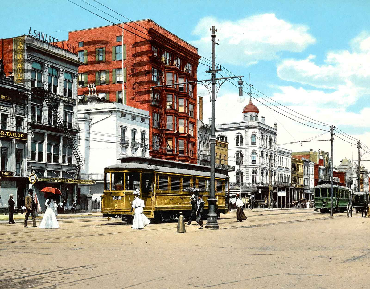 Canal Street New Orleans in 1907 Vintage Print (7 Sizes) - High Quality