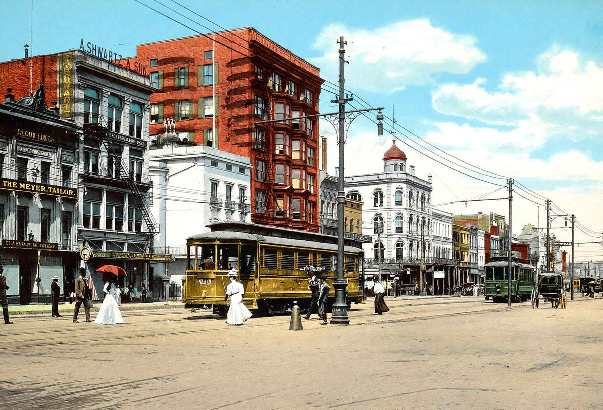 Canal Street New Orleans in 1907 Vintage Print (7 Sizes) - High Quality