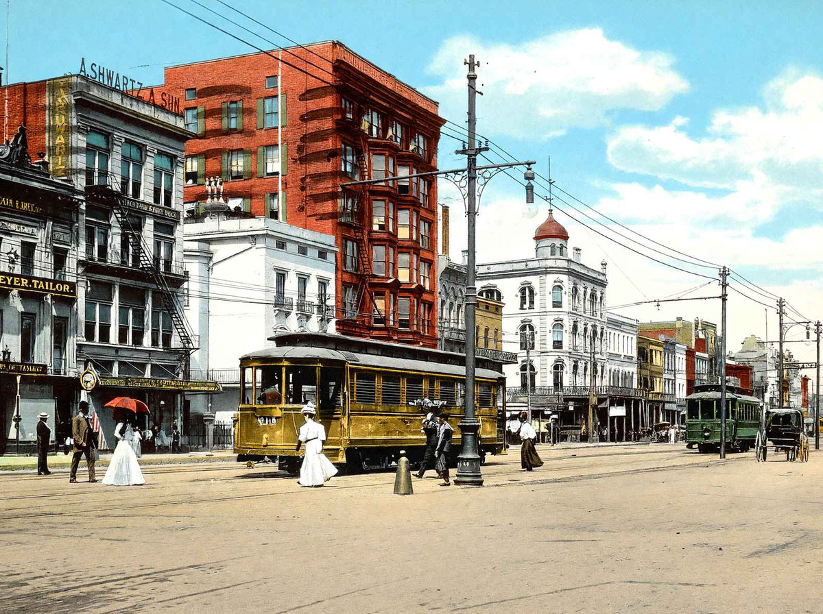 Canal Street New Orleans in 1907 Vintage Print (7 Sizes) - High Quality
