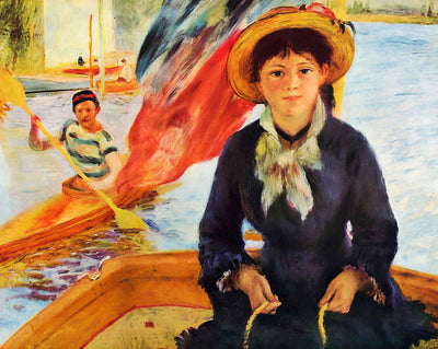 Canoeing (Young Girl in a Boat) painting print by Pierre-Auguste Renoir (1877)