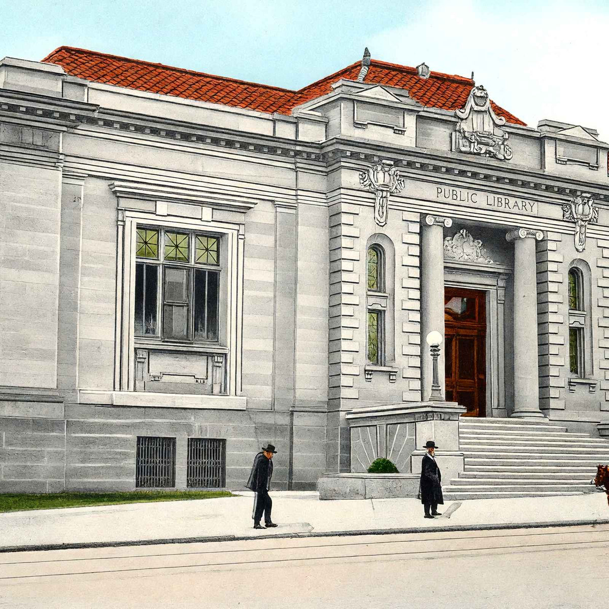 Carnegie Library Akron Ohio in 1907 Vintage Print (7 Sizes) - Restored