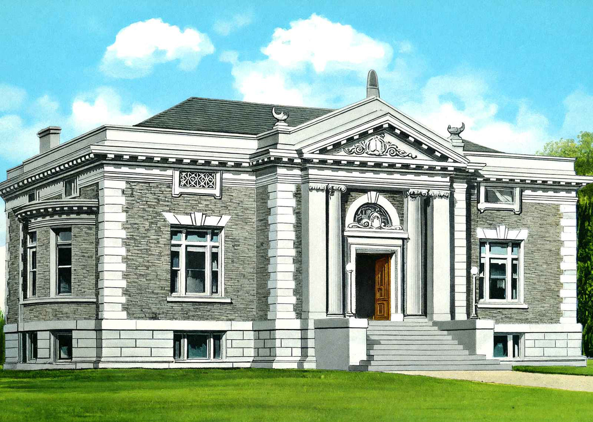 Carnegie Public Library, Somerville, MA in 1909 Vintage Print (7 Sizes)