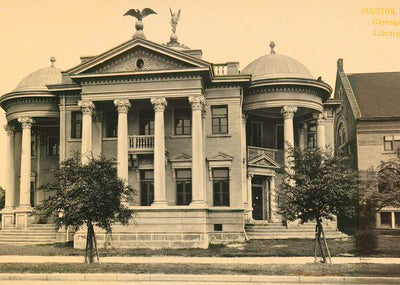 Carnegie Library Houston in 1907 Vintage Print (7 Sizes) - Acid Free